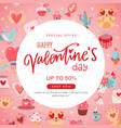 valentines day banner with cute elements hand vector image