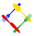 colorful cutlery frame vector image vector image