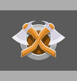 shield with warrior axes coat of arms vector image vector image