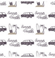 surfing old style car pattern design summer vector image vector image