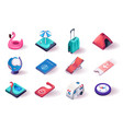 travel vacation 3d isometric icons set vector image