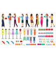 set women with purchases in a clothing vector image