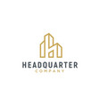 letter h headquarter building real estate logo vector image