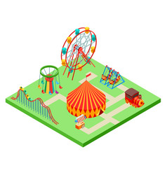 Flat line amusement circus park isolated on white Vector Image