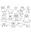 outline animals set vector image vector image