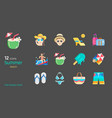 summer beach travel flat design icon set vector image