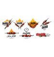 a set of logos with drawn barbecue vector image