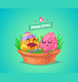 set of easter characters cute cartoons vector image
