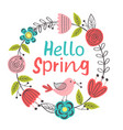spring floral frame with bird vector image