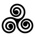 black celtic triskelion spirals over white one vector image vector image