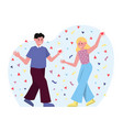 cartoon characters of young couple rejoicing vector image