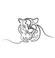 continuous one line drawing tiger symbol logo vector image