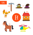 letter h cartoon alphabet for children hen horse vector image