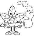 outlined crazy marijuana leaf cartoon character vector image vector image