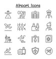 airport aviation icon set in thin line style vector image
