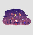 astrologer watching at night starry sky through vector image