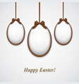 easter greeting card with hanging eggs vector image