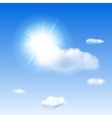 blue sky with sun and clouds vector image