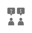 client and employee with chat cloud faq vector image