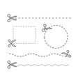 different scissors with cut lines template vector image