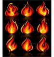 fire flames new set with reflection vector image vector image