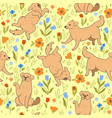 seamless pattern with labrador dogs and flowers vector image vector image
