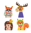 set of isolated elk raccoon hedgehog squirrel vector image vector image