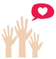 hand raising for love valentine day card vector image vector image