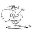 surfing santa cartoon vector image
