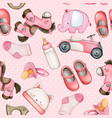 watercolor baby seamless pattern with toys vector image vector image