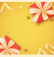 card with gift box and ribbon vector image vector image