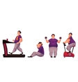 fat man doing sport exercises isolated on white vector image