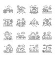 line rural and farm landscapes with fields barns vector image vector image