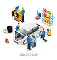 isometric car repair center concept vector image vector image