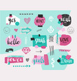 set of collage girlish banners tags hand vector image vector image