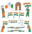 set of happy republic day of india objects indian vector image