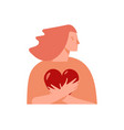 teenage girl holding a heart in her hands icon vector image vector image