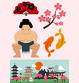 japan landmark travel icons collection vector image vector image