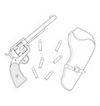 revolver leather holster bullets contour vector image vector image