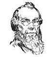 old man face with a beard and glasses vintage vector image