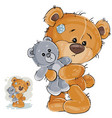 a brown teddy bear hugging vector image vector image
