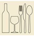 bottle wineglass fork knife and spoon vector image vector image