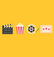 cinema icon set line popcorn box package big vector image