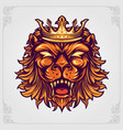 head crown lion logo with ornaments vector image vector image
