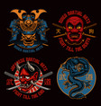 a set colorful samurai-themed badges vector image