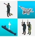 isometric icons submarine aircraft tanks vector image vector image