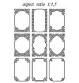 set of rectangular frames in oriental style vector image