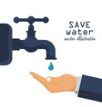 liquid in palm turn on and off faucet vector image