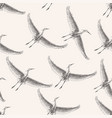 seamless pattern of sketches flying heron flock vector image
