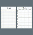 Notebook pages template budget and ration Vector Image